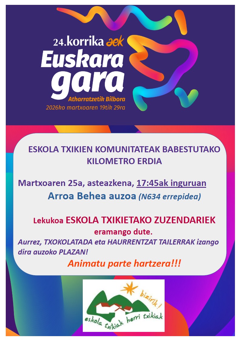 ESKOLA TXIKIEN KOMUNITATEAK BABESTUTAKO KILOMETRO ERDIA