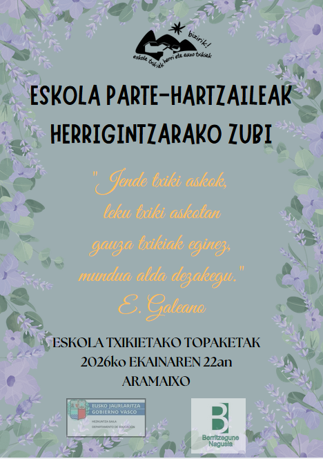EUSKADIKO ESKOLA TXIKIETAKO TOPAKETA ARAMAION