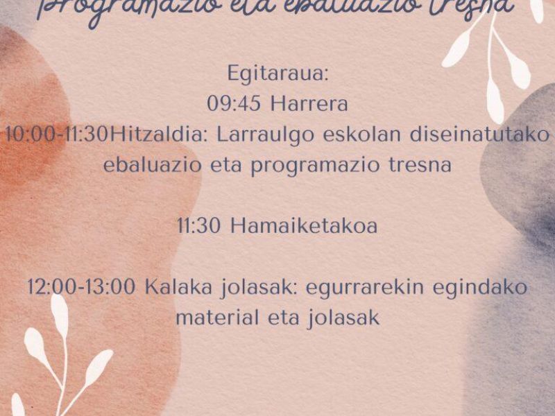 Gipuzkoako Eskola Txikietako maisu maistren formazio saioa Larraulen