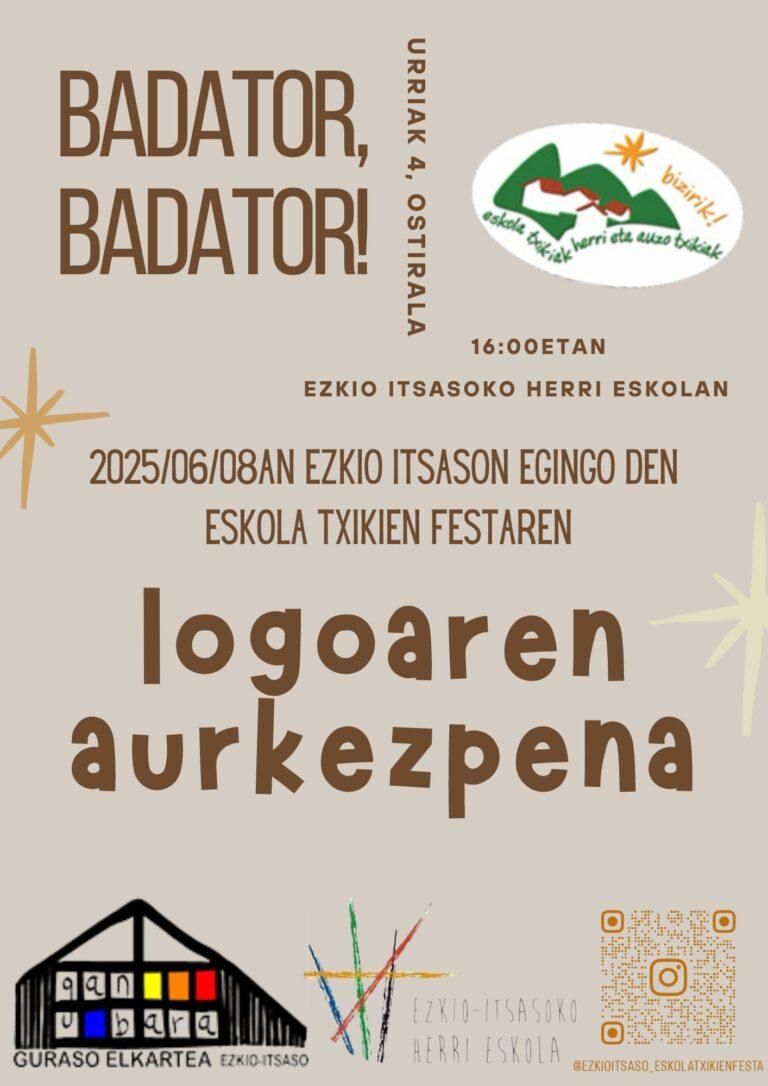 Gipuzkoako eskola txikien festaren logoa aurkeztu dute Ezkio Itsason