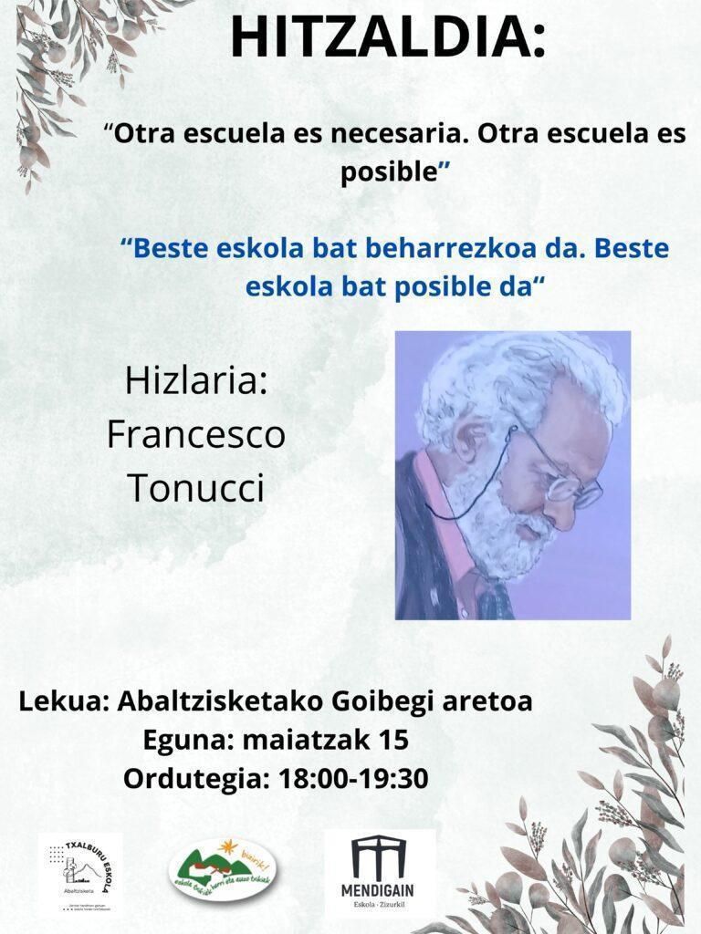 Francesco Tonuccik Abaltzisketa eta Zizurkilgo eskoletan egonaldia egin du
