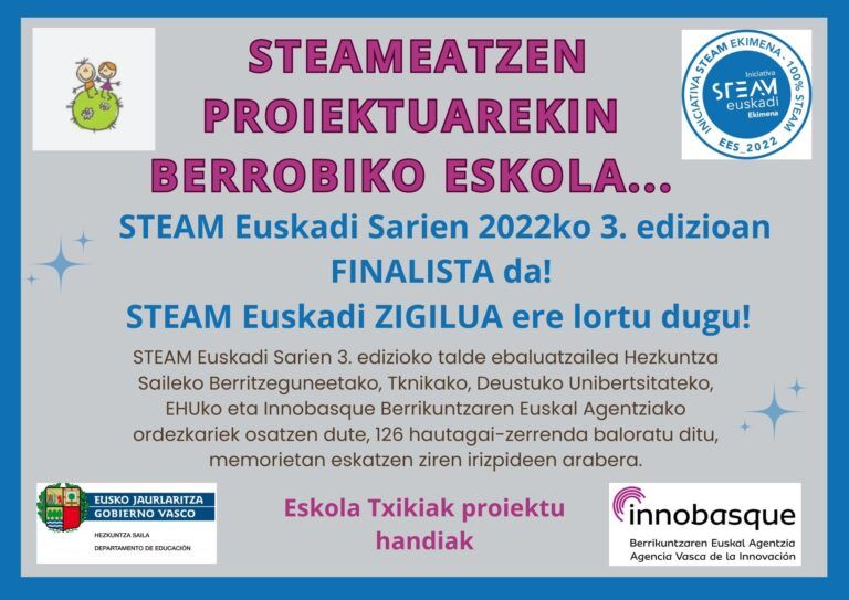 Berrobiko eskolak steam euskadi zigilua lortu du